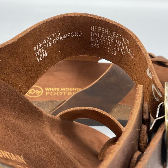 NEW White Mountain Women’s Crawford Leather Footbed Sandals Brown Size 10M - Picture 5 of 10